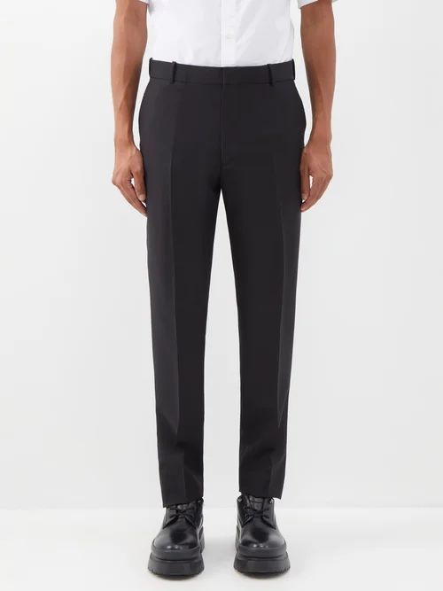 Slim-leg Wool-blend Suit Trousers - Mens - Black