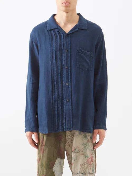 Tristan Upcycled Linen Shirt - Mens - Indigo