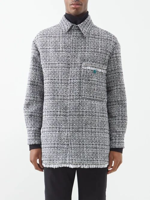 Rockstud Cotton-blend Tweed Overshirt - Mens - Black White