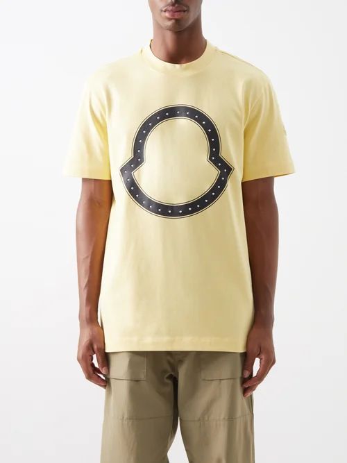 Studded Logo-print Cotton-jersey T-shirt - Mens - Yellow