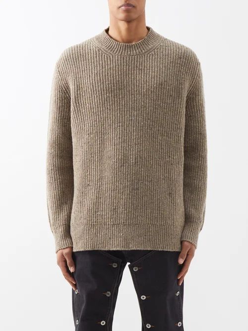 Wool-blend Ribbed Sweater - Mens - Walnut