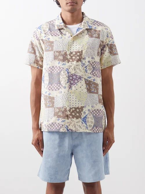Malick Patchworked Cotton-blend Shirt - Mens - Multi