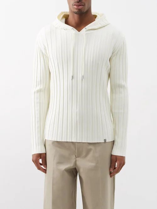 1017 ALYX 9SM - Ribbed-jersey Hooded Sweater - Mens - Off White