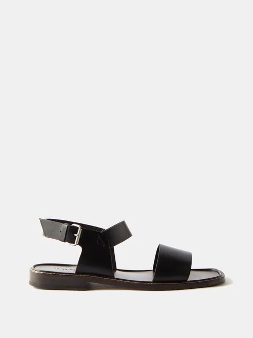 Two-strap Leather Sandals - Mens - Black