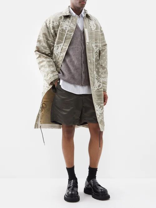 Eric Haze Bandana-print Nylon Coat - Mens - Light Khaki