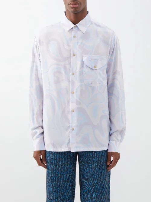 Mazzou Printed Poplin Shirt - Mens - White Multi
