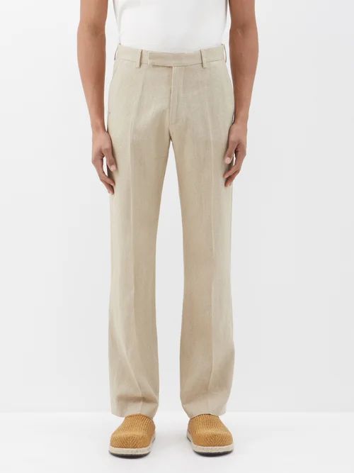 Feijoa Linen Trousers - Mens - Beige
