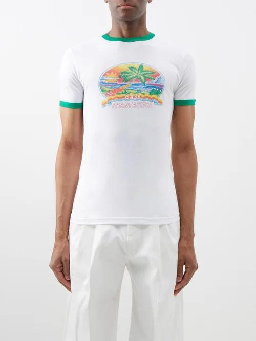 Phantastica-print Cotton-jersey T-shirt - Mens - White Print