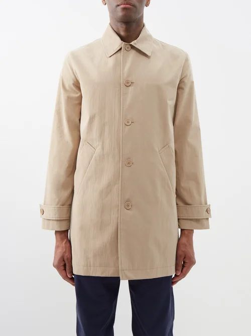 Victor Cotton-blend Mac Overcoat - Mens - Beige