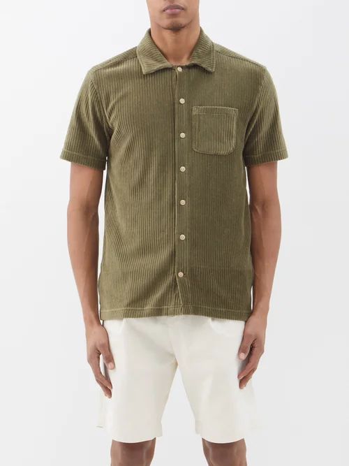 Riviera Patch-pocket Organic-cotton Shirt - Mens - Khaki