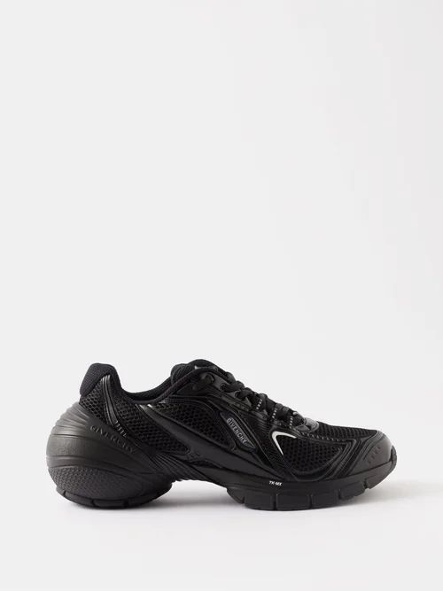 Tk-mx Leather And Mesh Trainers - Mens - Black
