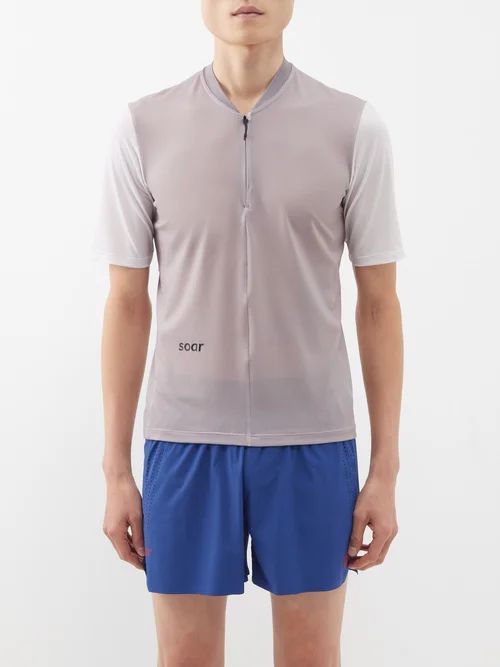 2.0 Hot Weather Half-zip Mesh T-shirt - Mens - Grey