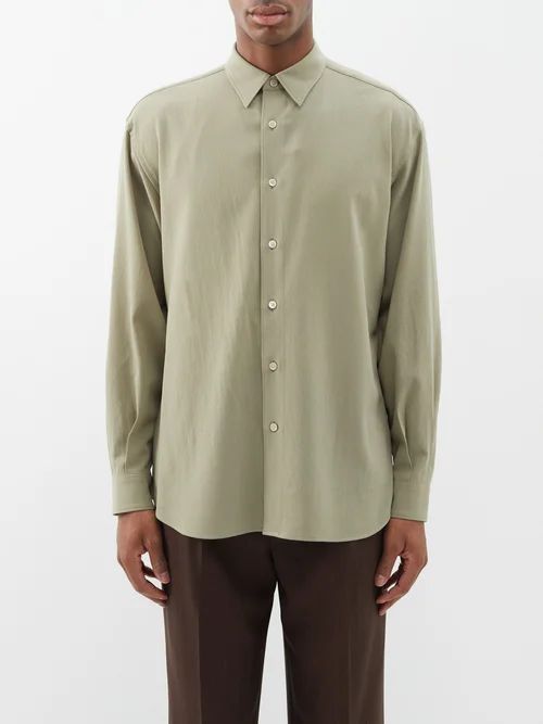 Hard Twist Wool Shirt - Mens - Light Green