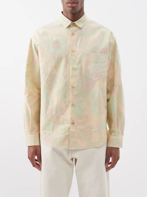 Simon Paisley-print Cotton Shirt - Mens - Green Multi