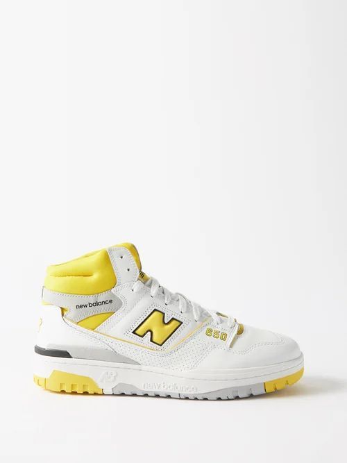 Bb650 Leather High-top Trainers - Mens - White Yellow
