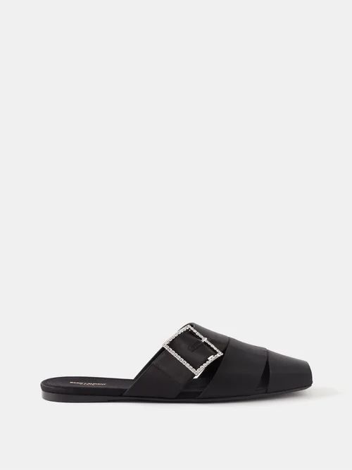 Crystal-embellished Satin Sandals - Mens - Black