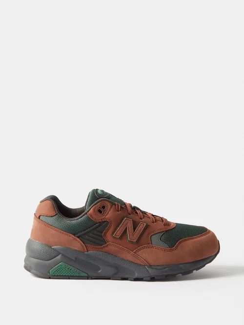 Mt580 Suede And Mesh Trainers - Mens - Green Brown