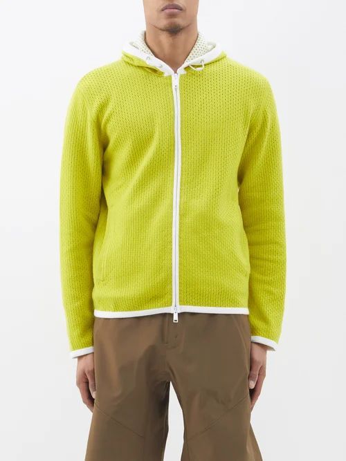 Zipped Cashmere Hoodie - Mens - Bright Green