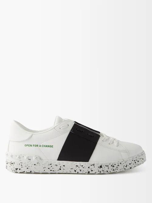 Open For A Change Bio-leather Trainers - Mens - White Black
