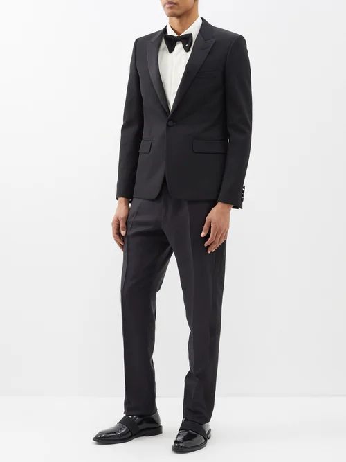 Cooper Satin-trim Wool-blend Twill Tuxedo Trousers - Mens - Black