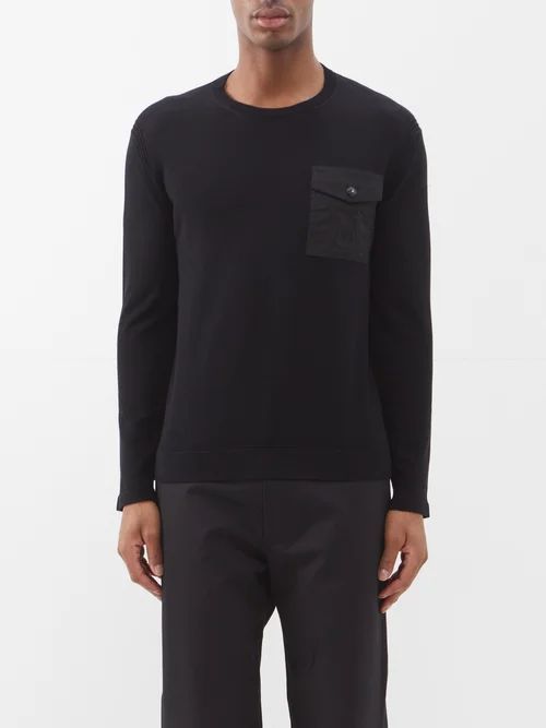 Flap-pocket Jersey Sweatshirt - Mens - Black