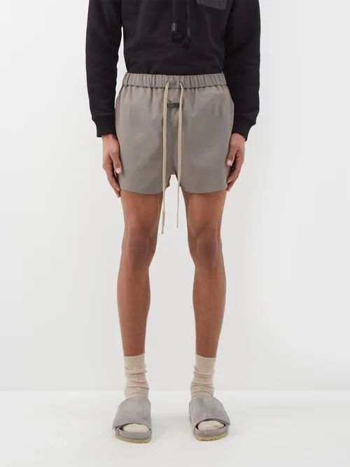 Drawcord Twill Shorts - Mens - Grey