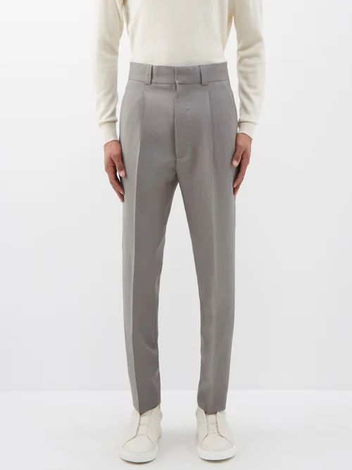Eternal Pleated Mohair-blend Suit Trousers - Mens - Grey
