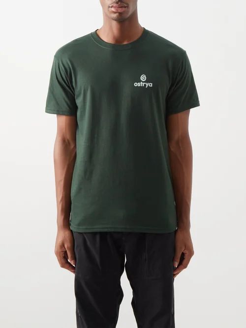 Logo-print Cotton-blend T-shirt - Mens - Rainforest Green