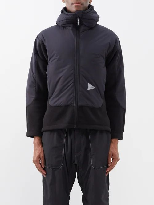 Panelled Hooded Fleece Jacket - Mens - Black