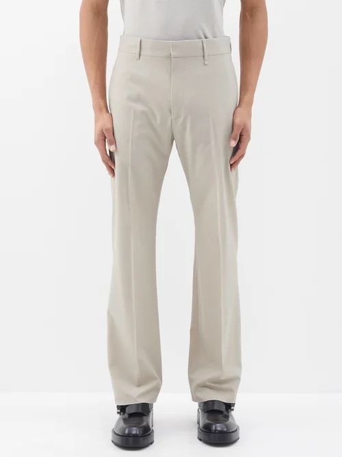 Wool-blend Suit Trousers - Mens - Stone