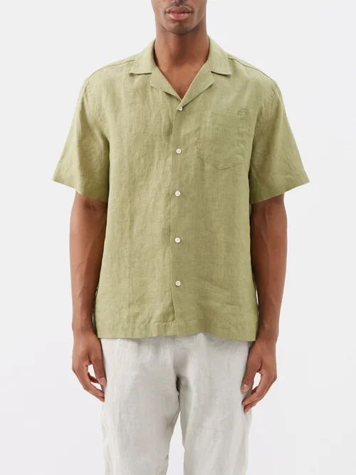 Angelo Linen-canvas Shirt - Mens - Green
