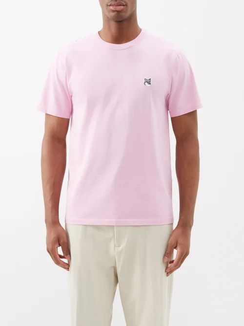 Fox Head-patch Cotton-jersey T-shirt - Mens - Pink
