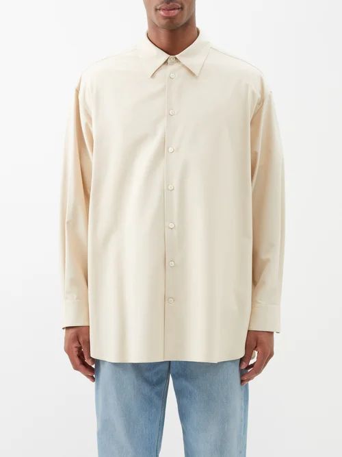 Lukre Silk-crepe Shirt - Mens - Cream