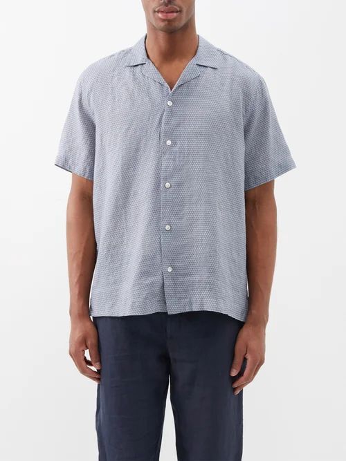Roberto Beach-ball Linen Shirt - Mens - Blue