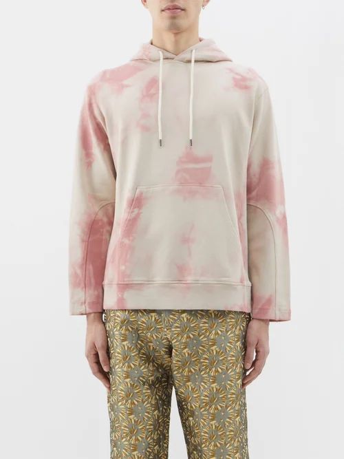 Tie-dyed Cotton-jersey Hoodie - Mens - Pink Multi