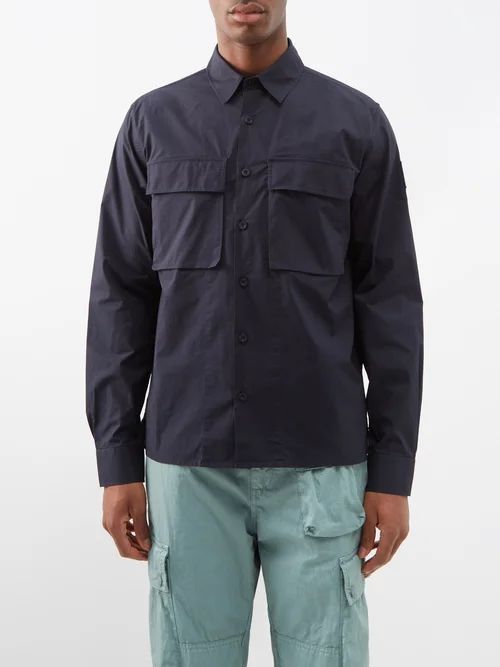 Caster Patch-pocket Cotton-blend Poplin Shirt - Mens - Navy