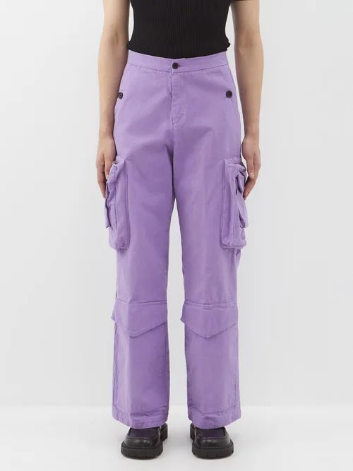 Cotton-blend Cargo Trousers - Mens - Purple