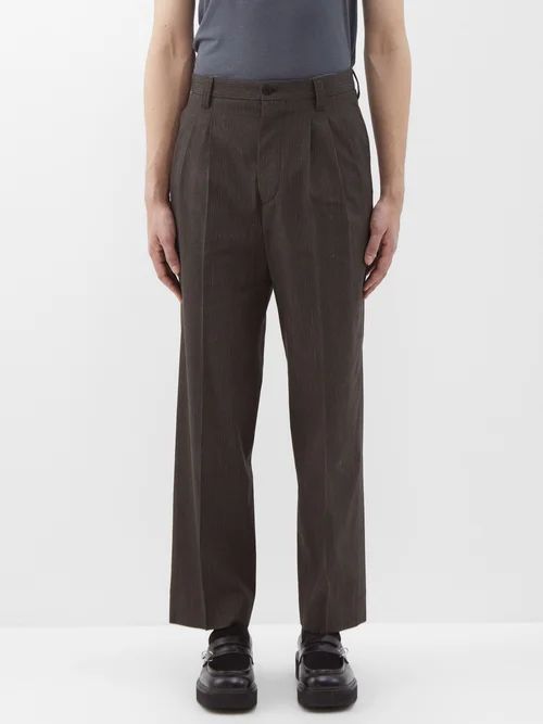 Mccloud Pleated Wool-blend Trousers - Mens - Charcoal