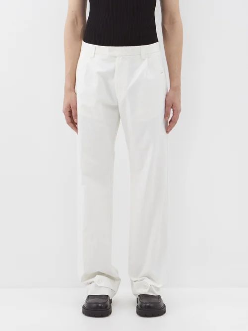 Wide-leg Cotton Trousers - Mens - White