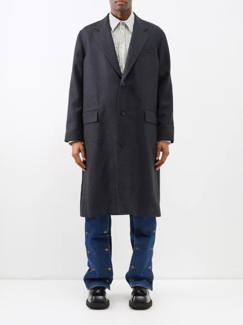 Two-in-one Single-breasted Wool-blend Coat - Mens - Navy