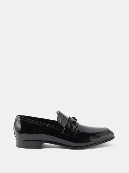 Ed Horsebit Patent-leather Loafers - Mens - Black