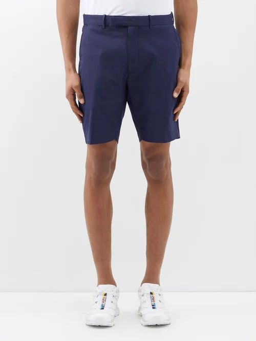 Flat-front Recycled-fibre Twill Shorts - Mens - Navy