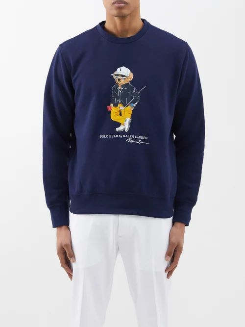 Polo Bear-print Cotton-blend Sweatshirt - Mens - Paladium