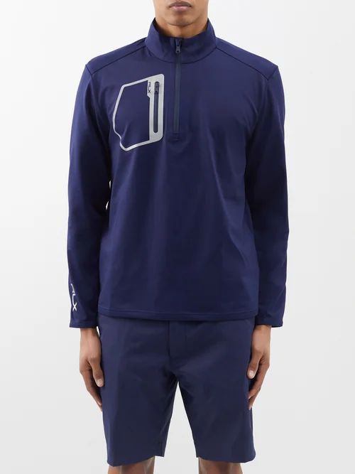 Quarter-zip Recycled-fibre Jersey Sweatshirt - Mens - Navy
