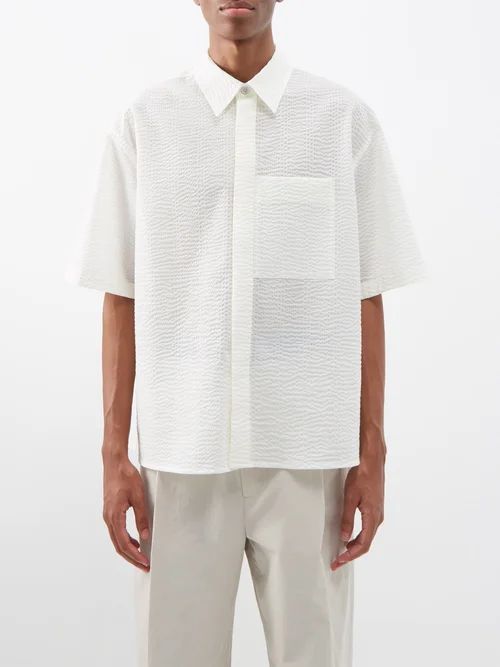 Dropped-shoulder Cotton-seersucker Shirt - Mens - White