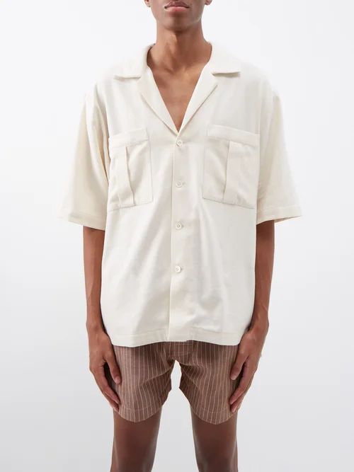 Patch-pocket Cotton-canvas Shirt - Mens - Cream