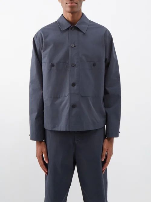 Patch-pocket Cotton-twill Overshirt - Mens - Navy