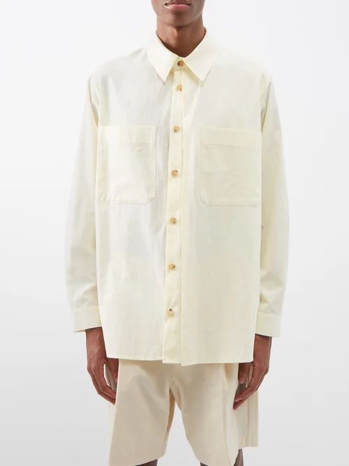 Patch-pocket Slubbed Cotton Shirt - Mens - Yellow