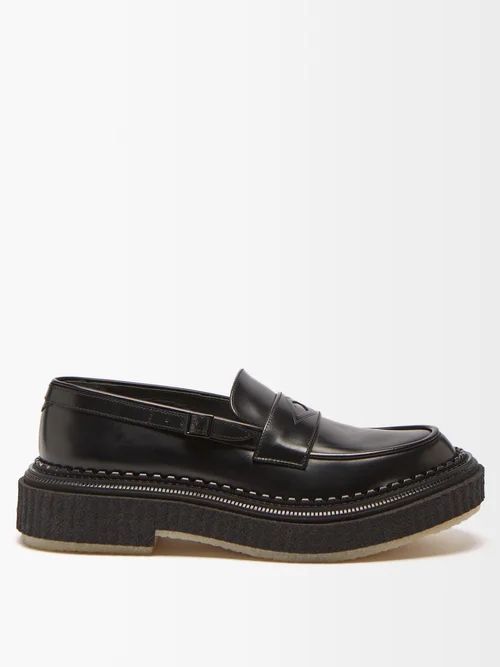 Chunky-sole Penny-strap Leather Loafers - Mens - Black