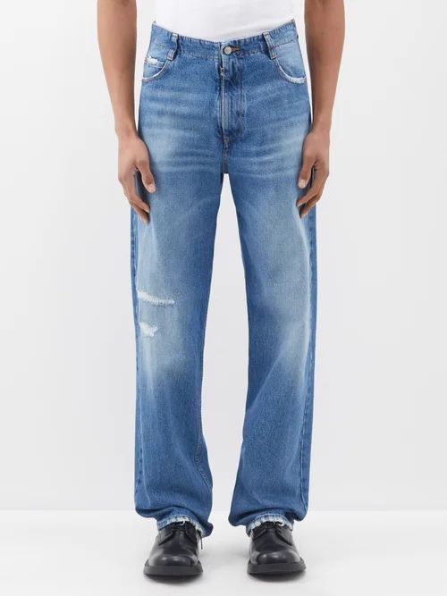 Distressed Denim Jeans - Mens - Blue